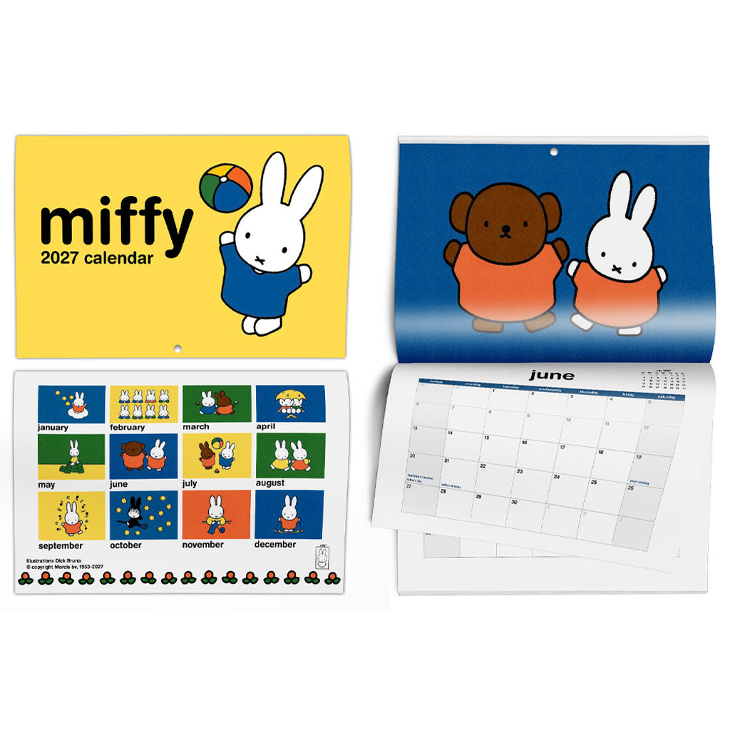 Miffy 2027 A4 Wall Calendar – A3 Opening Calendar, Eco-Friendly & Made in the UK