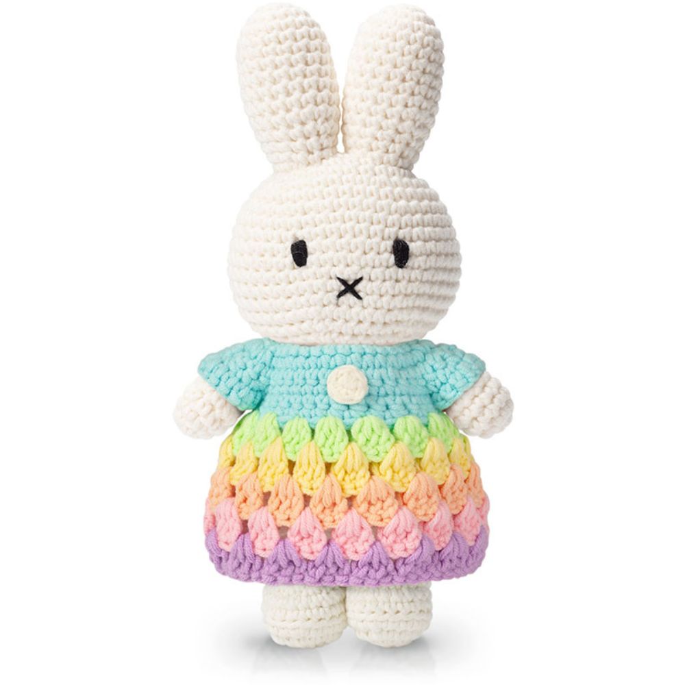 Miffy Handmade Plush – Pastel Rainbow Dress